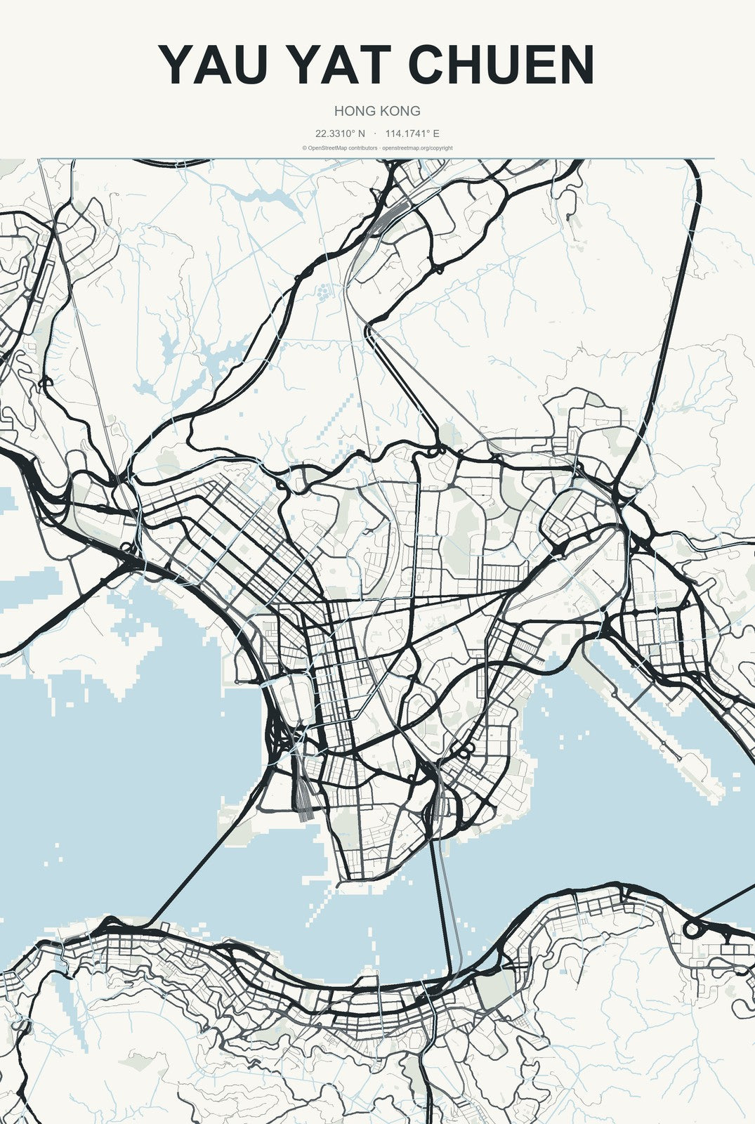 Yau Yat Chuen, Hong Kong City Map Aluminum Sign in Headline Atlas style