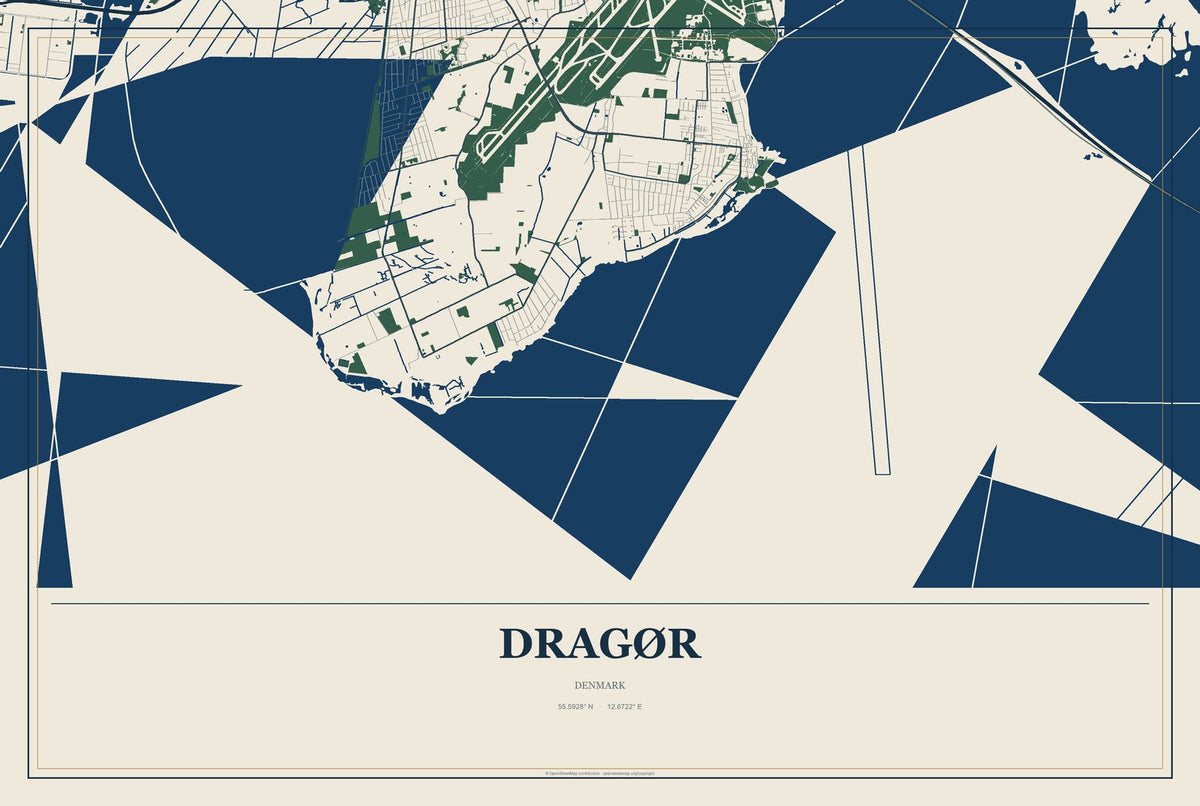 Dragør, Denmark City Map Aluminum Sign in Coastal Cutout style