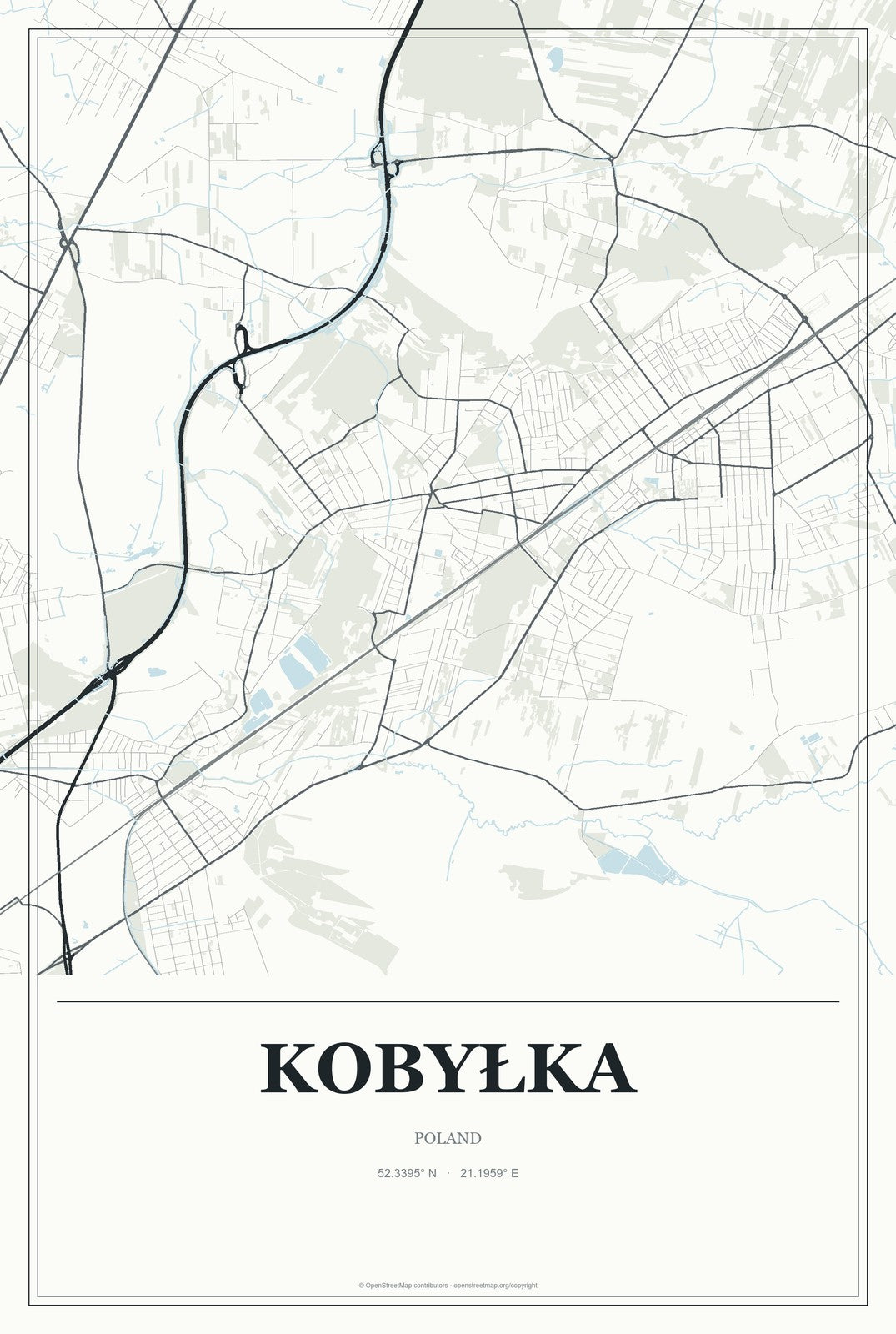 Kobyłka, Poland City Map Aluminum Sign in Gallery Air style