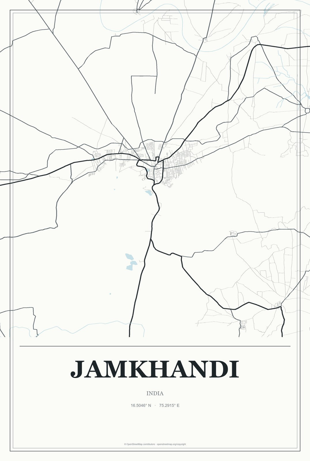 Jamkhandi, India City Map Aluminum Sign in Gallery Air style
