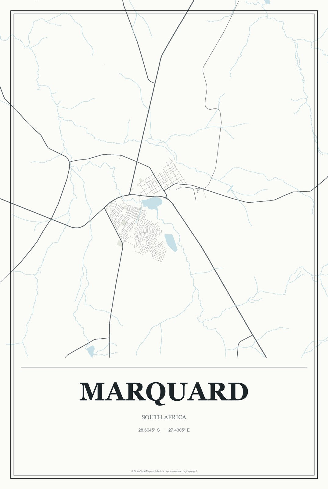 Marquard, South Africa City Map Aluminum Sign in Gallery Air style
