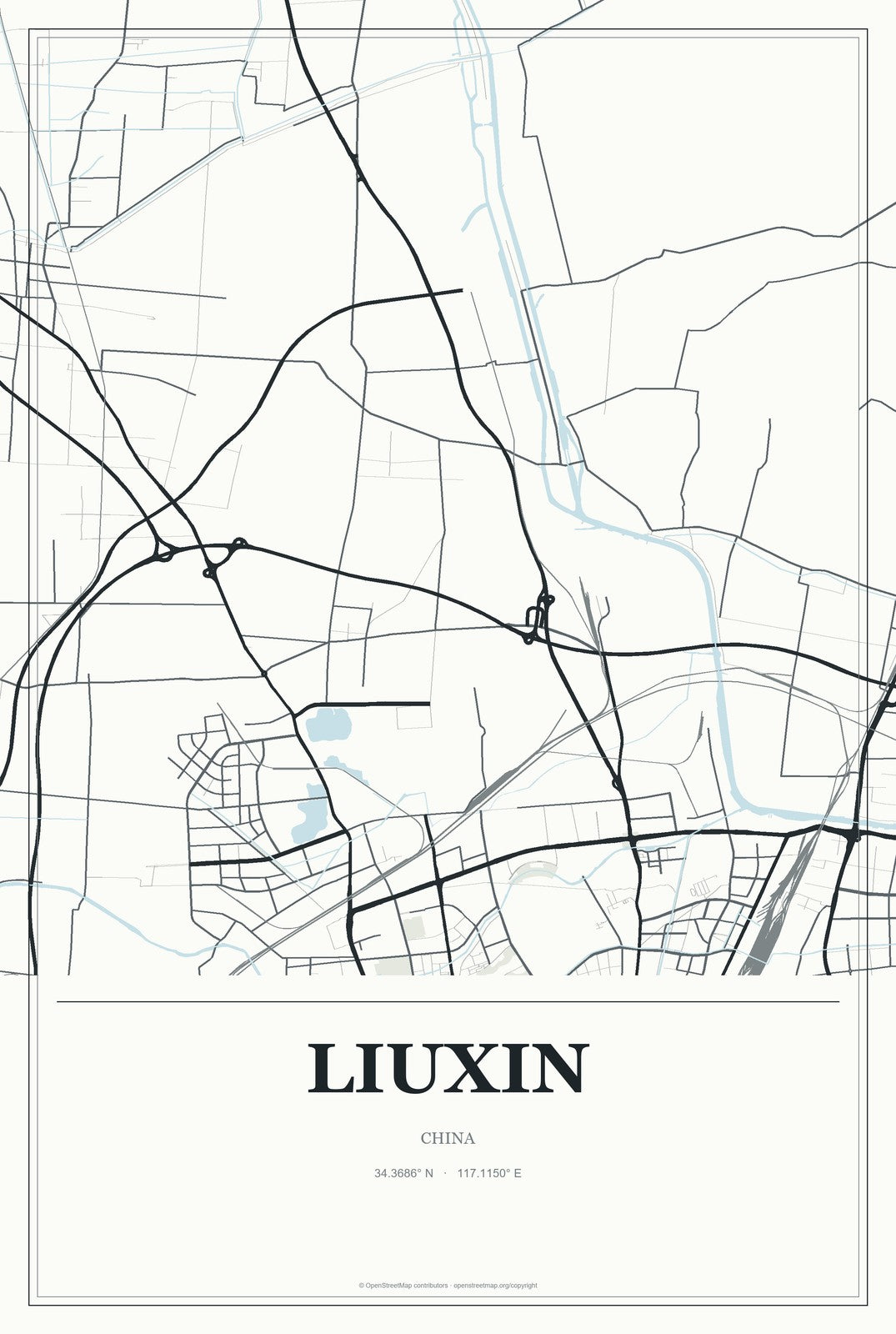 Liuxin, China City Map Aluminum Sign in Gallery Air style