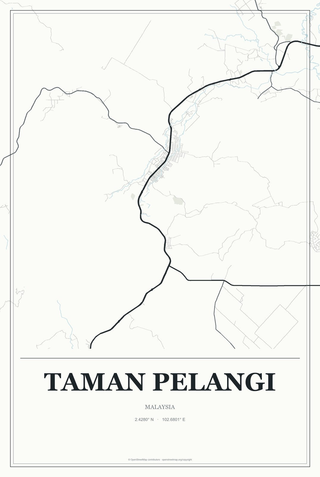 Taman Pelangi, Malaysia City Map Aluminum Sign in Gallery Air style