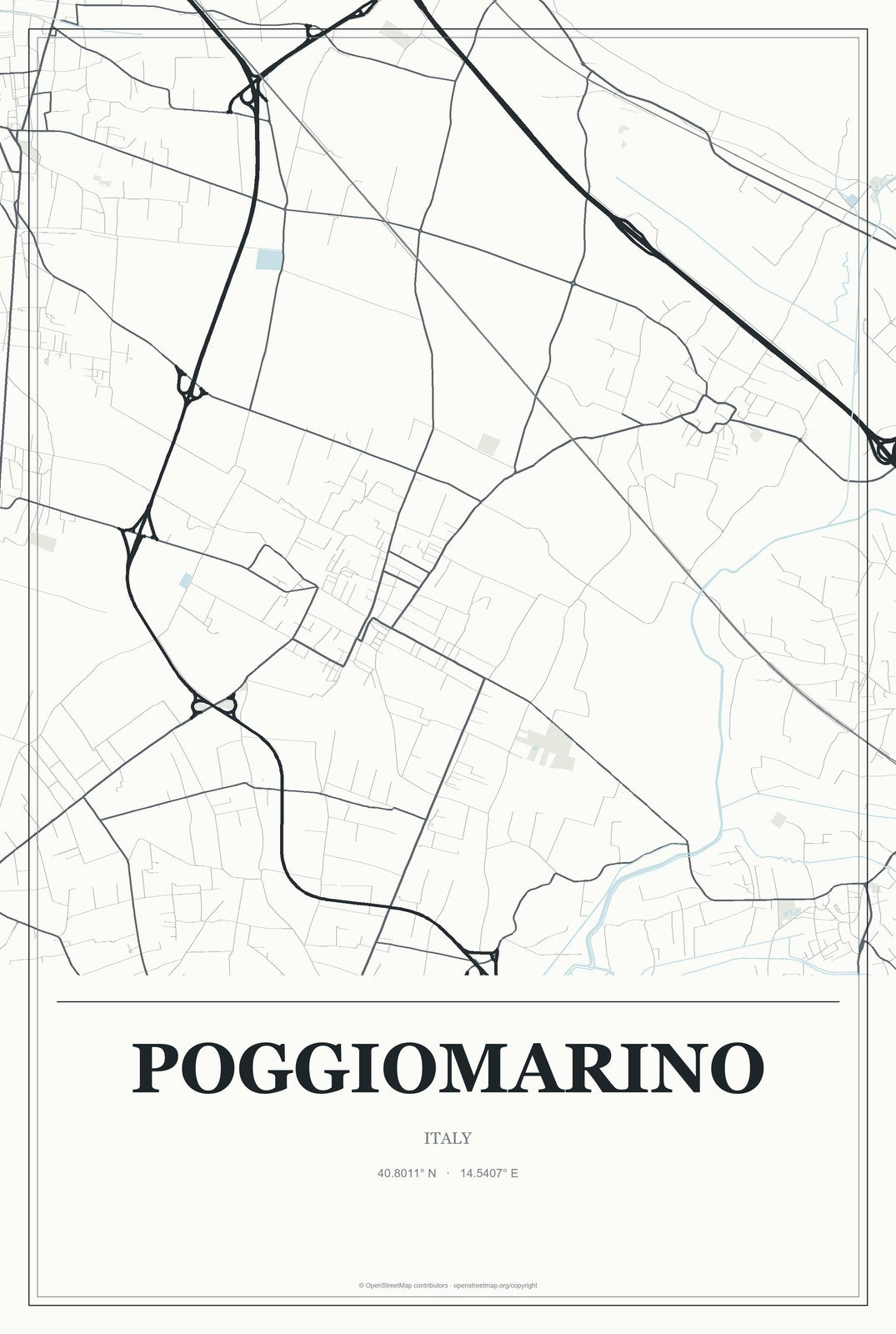 Poggiomarino, Italy City Map Aluminum Sign in Gallery Air style