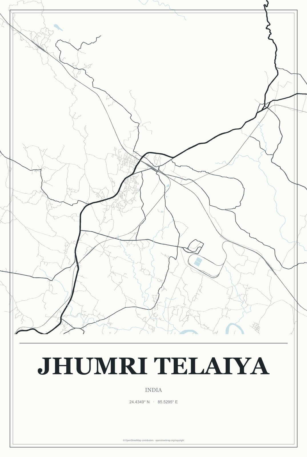 Jhumri Telaiya, India City Map Aluminum Sign in Gallery Air style