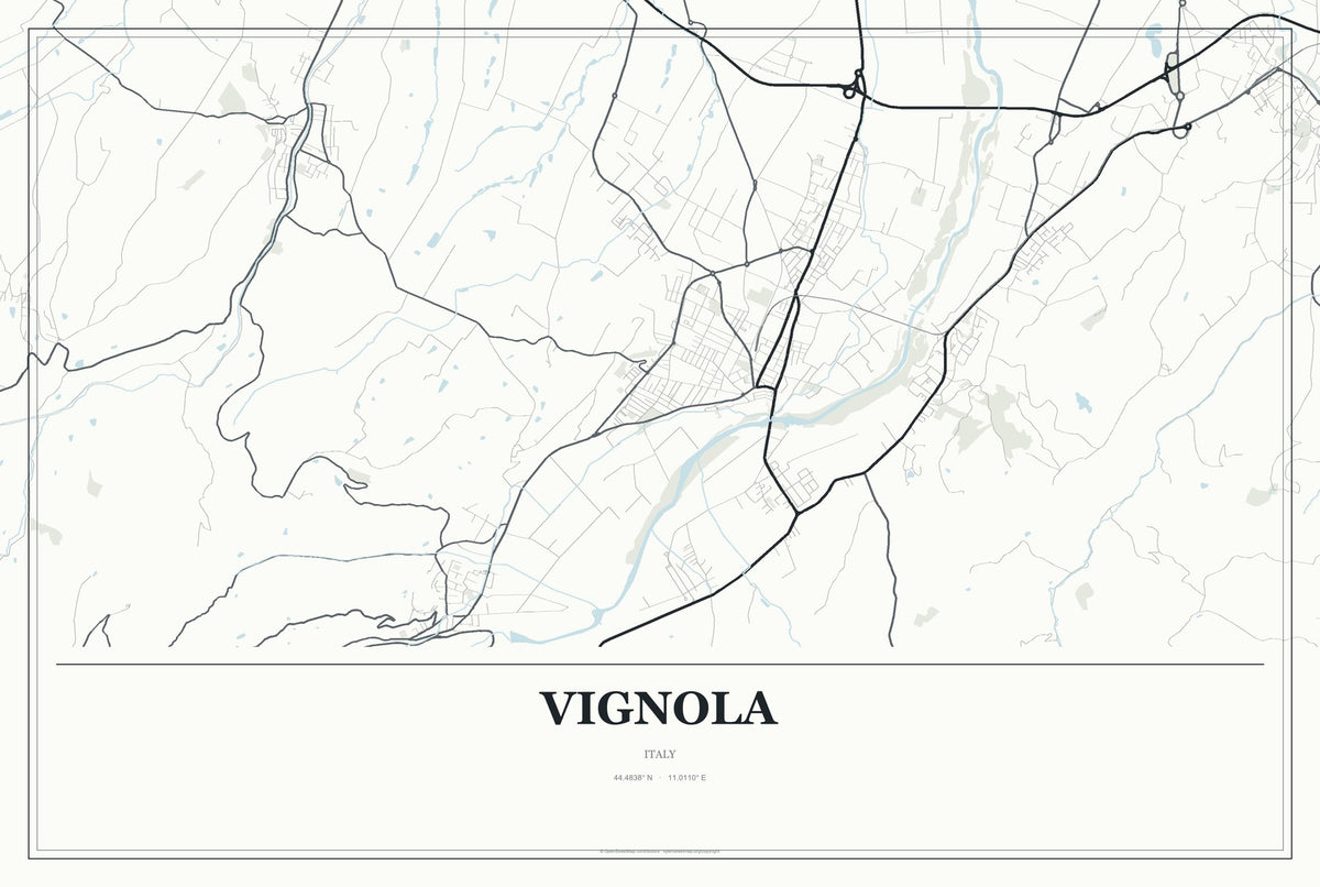 Vignola, Italy City Map Aluminum Sign in Gallery Air style