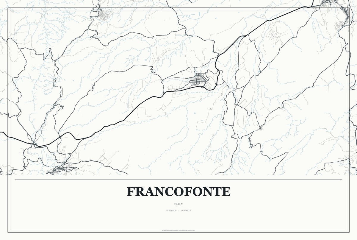 Francofonte, Italy City Map Aluminum Sign in Gallery Air style