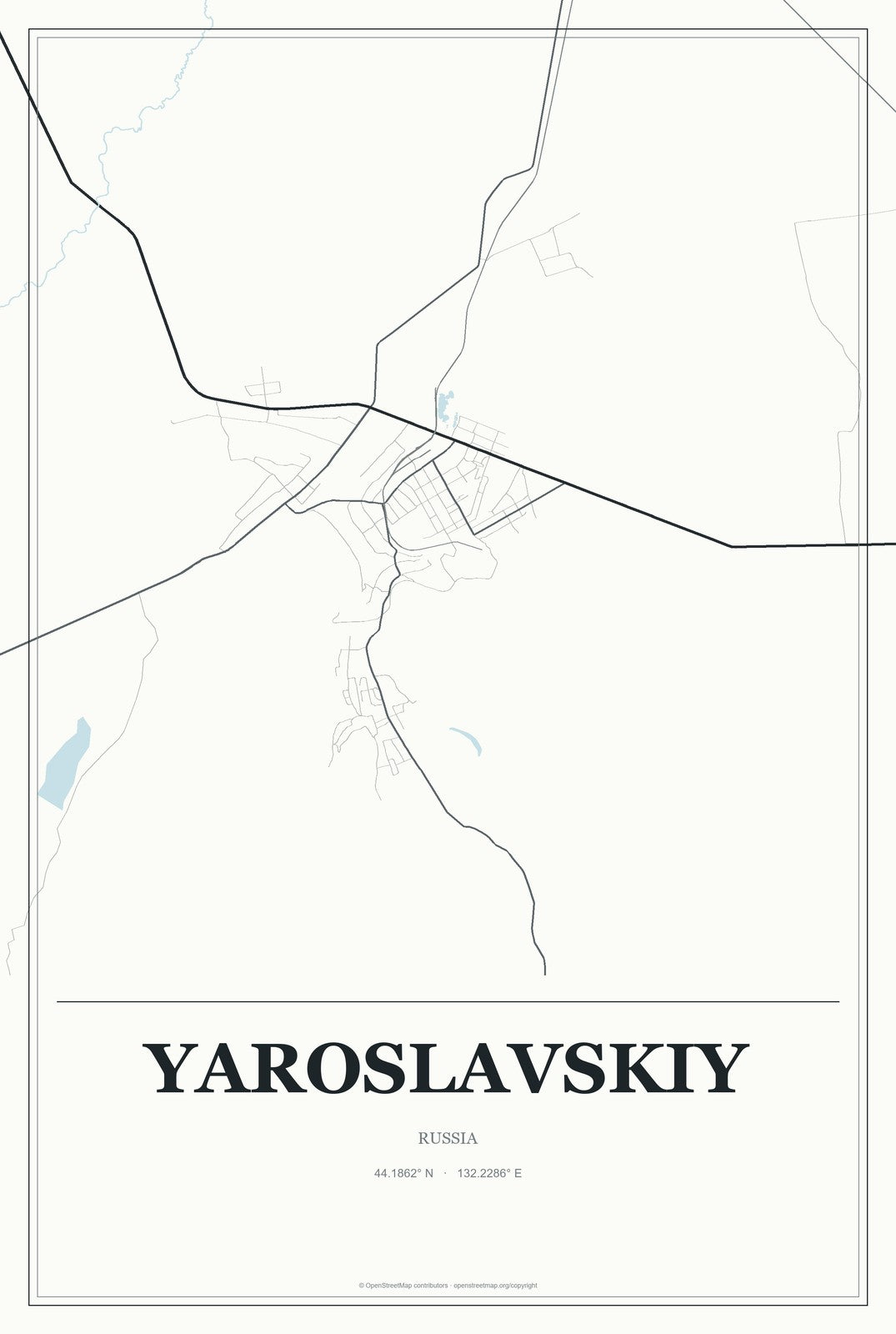 Yaroslavskiy, Russia City Map Aluminum Sign in Gallery Air style