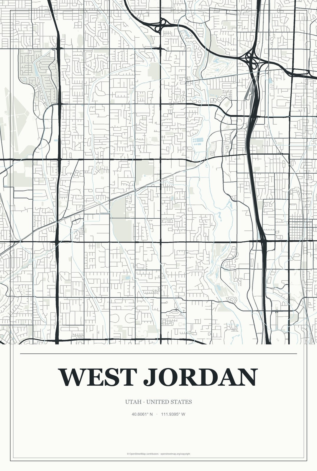 West Jordan, Utah City Map Aluminum Sign in Gallery Air style
