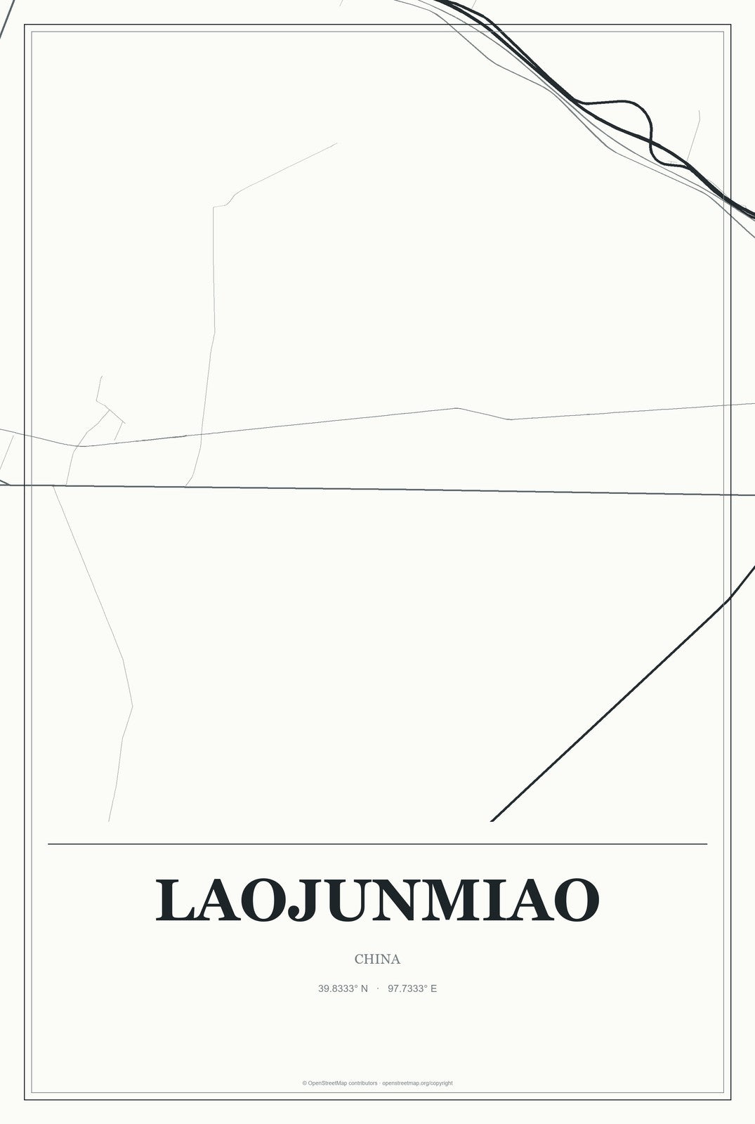Laojunmiao, China City Map Aluminum Sign in Gallery Air style