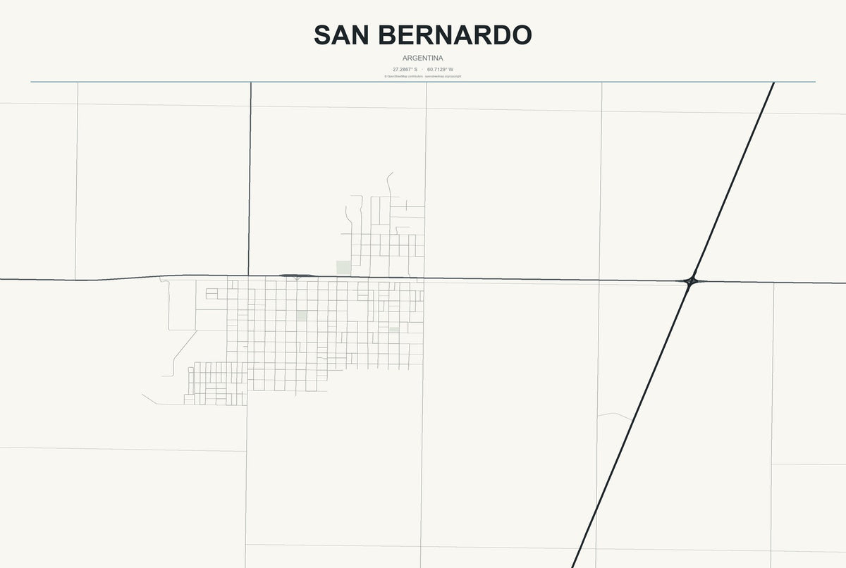 San Bernardo, Argentina City Map Aluminum Sign in Headline Atlas style