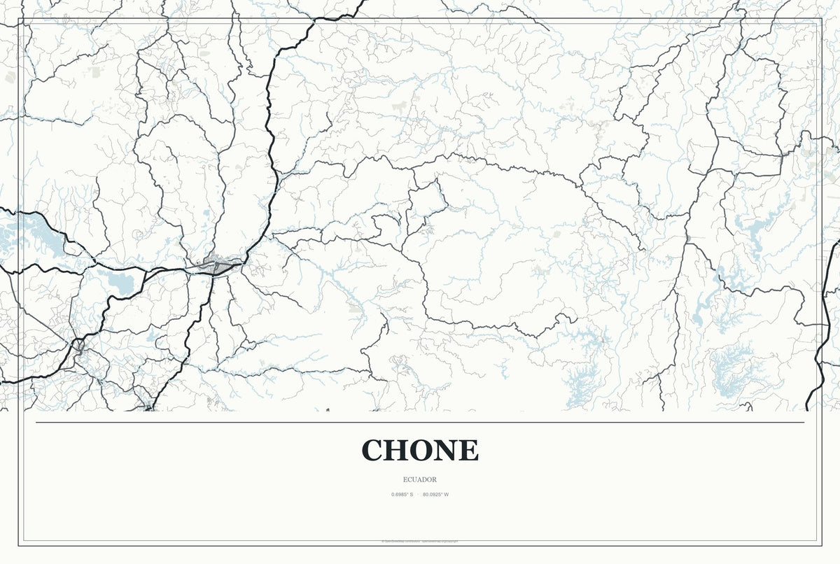 Chone, Ecuador City Map Aluminum Sign in Gallery Air style