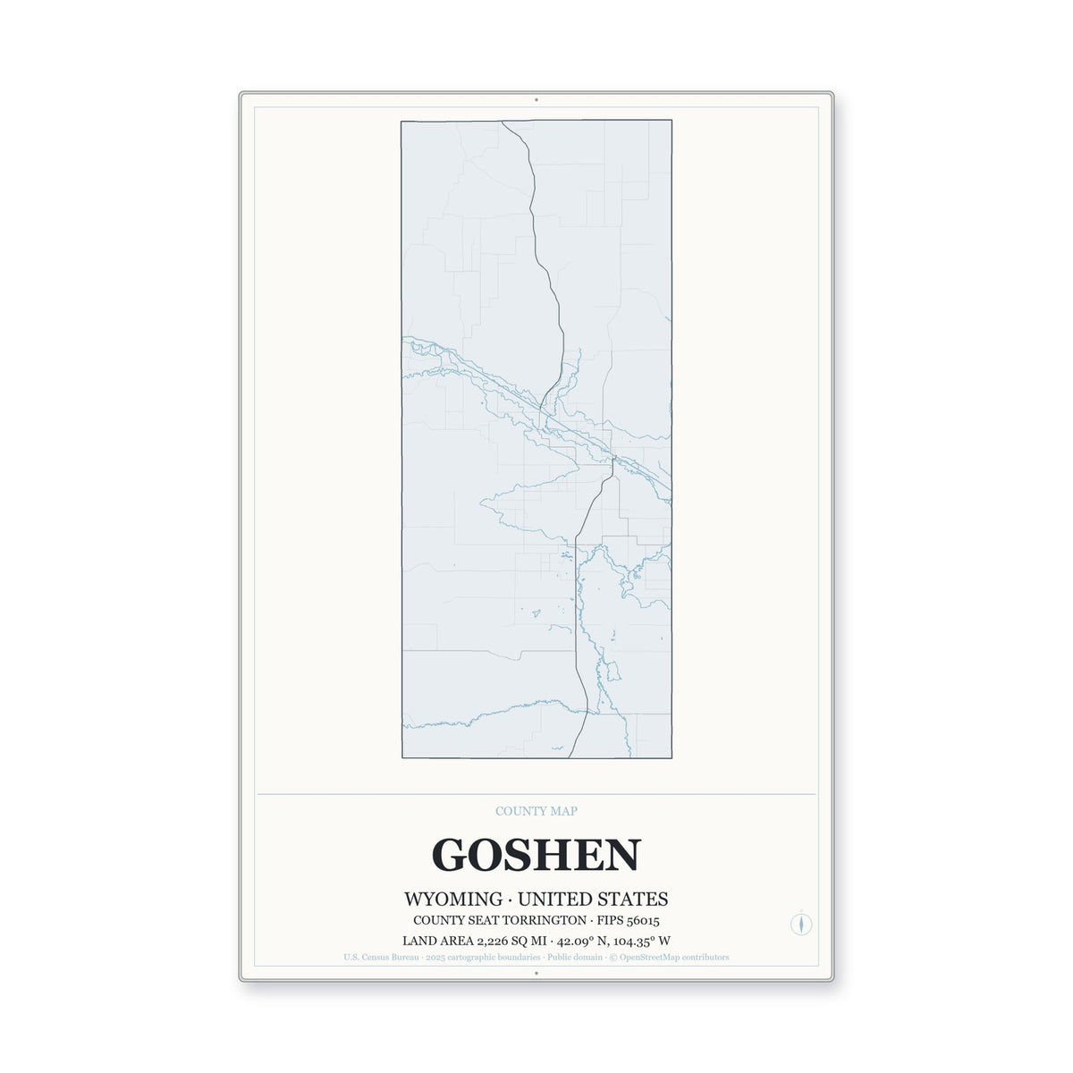 Goshen County, Wyoming Map Aluminum Sign in Gallery Air style