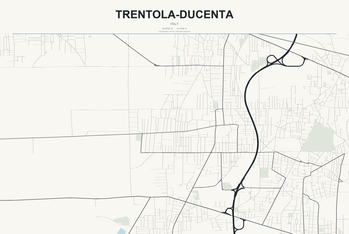Trentola-Ducenta, Italy City Map Aluminum Sign in Headline Atlas style