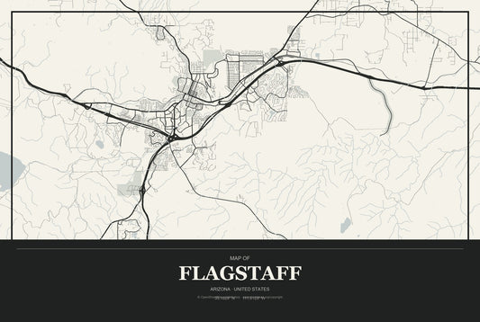 Flagstaff, Arizona City Map Aluminum Sign in Museum Plaque style