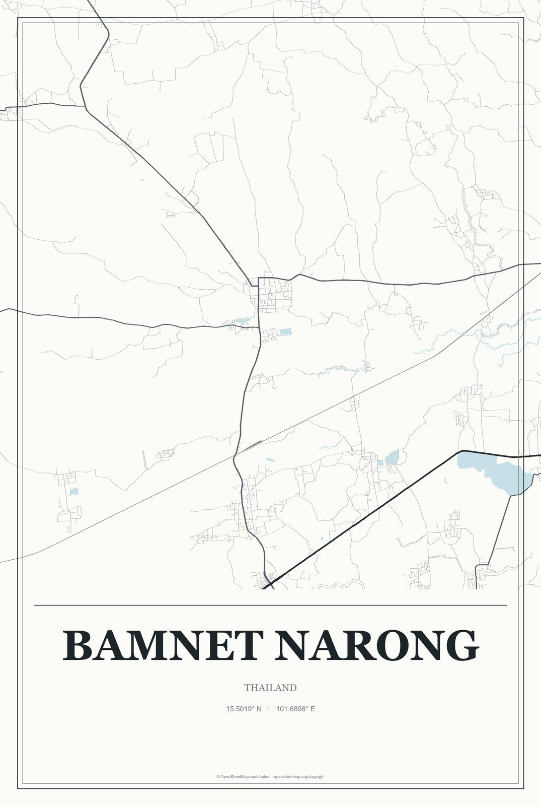 Bamnet Narong, Thailand City Map Aluminum Sign in Gallery Air style