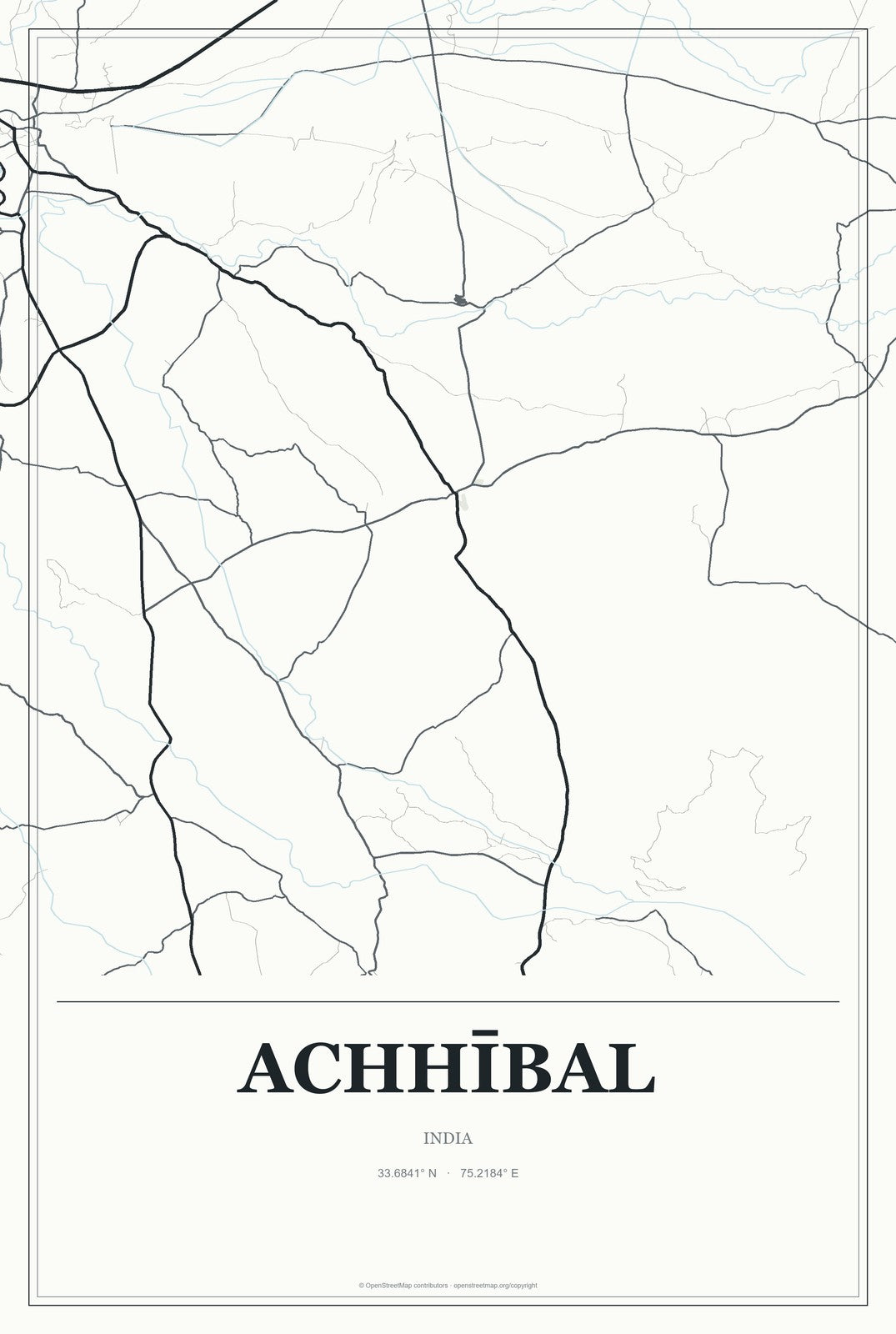 Achhībal, India City Map Aluminum Sign in Gallery Air style