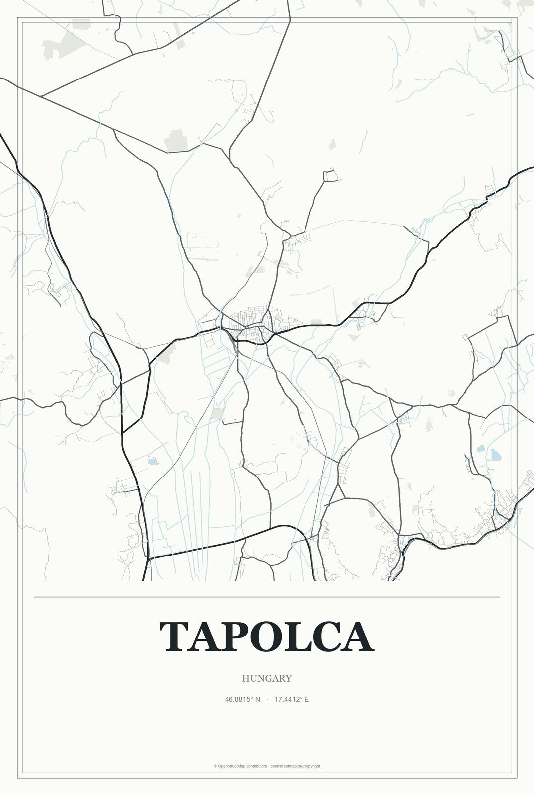 Tapolca, Hungary City Map Aluminum Sign in Gallery Air style