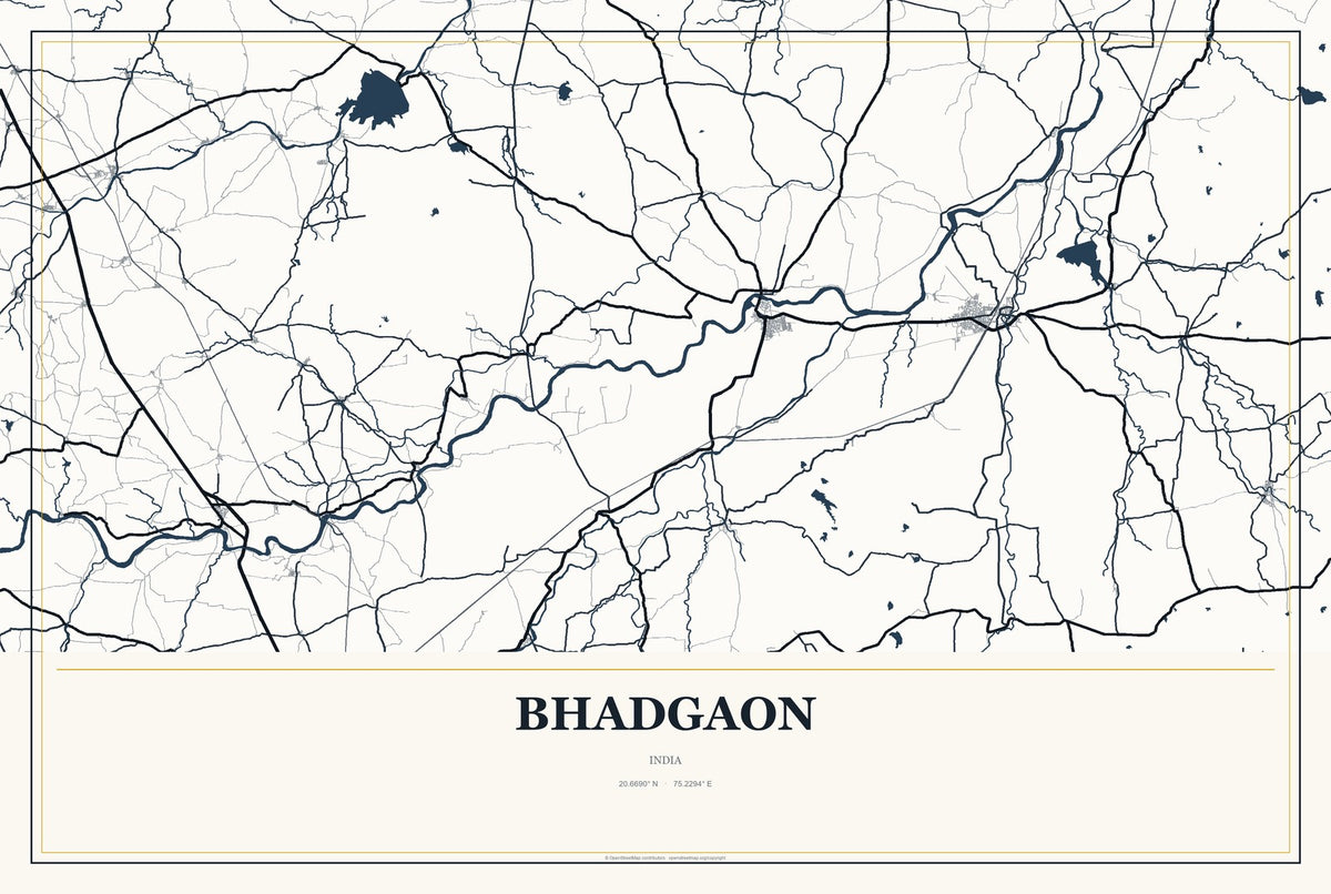 Bhadgaon, India City Map Aluminum Sign in Citrine Modern style
