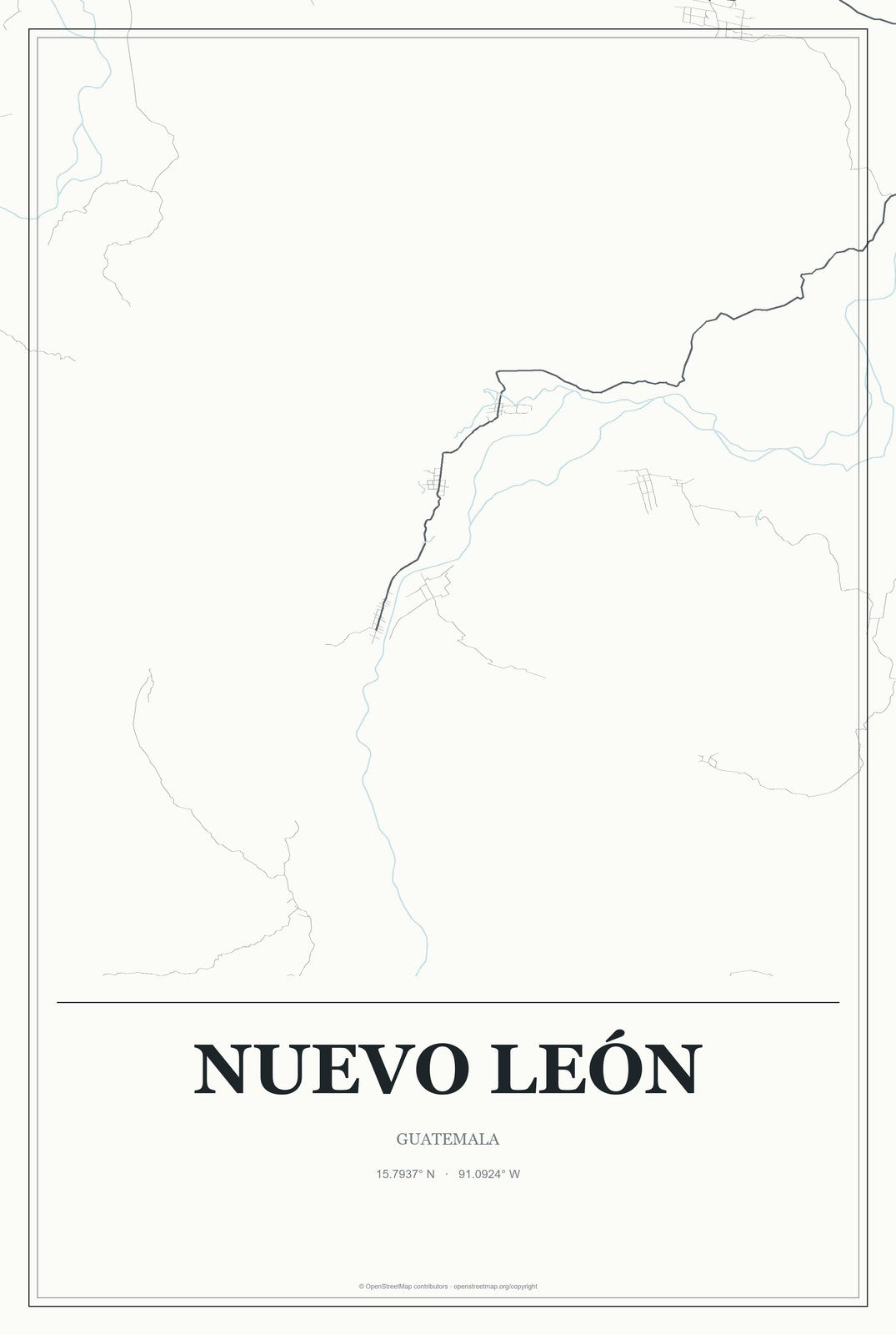 Nuevo León, Guatemala City Map Aluminum Sign in Gallery Air style