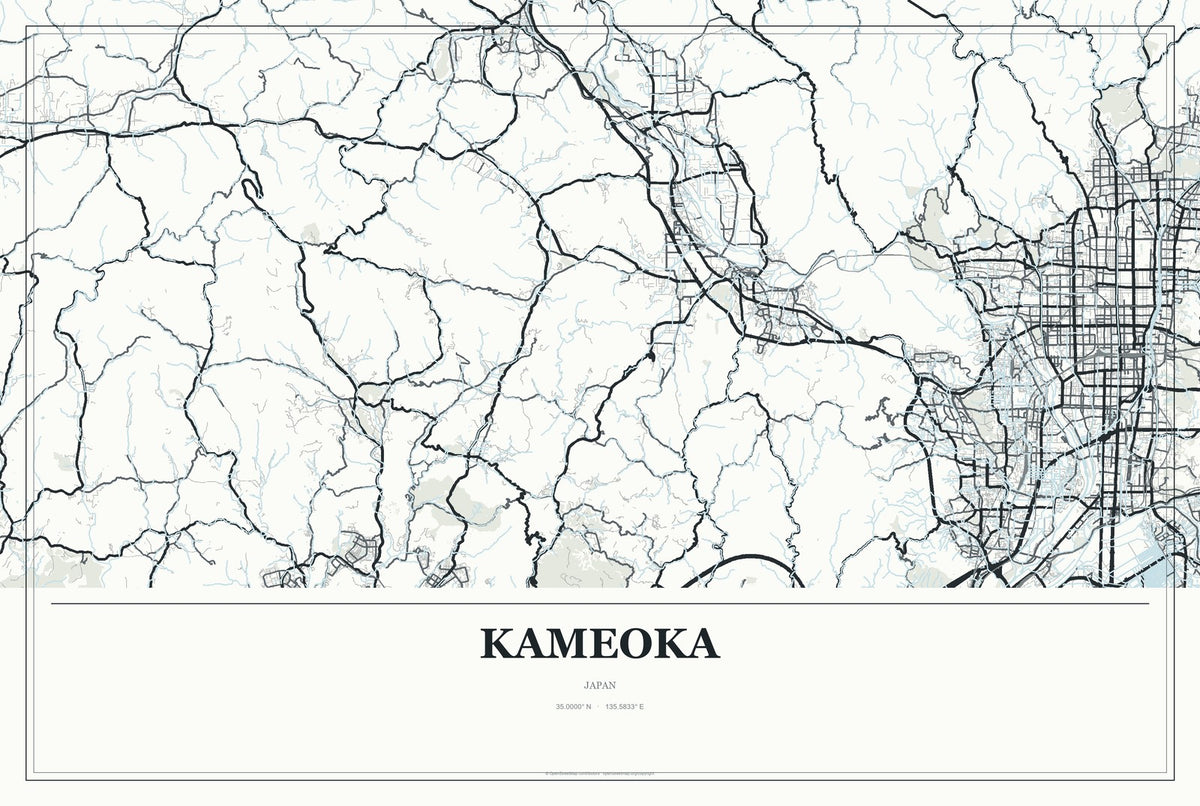 Kameoka, Japan City Map Aluminum Sign in Gallery Air style