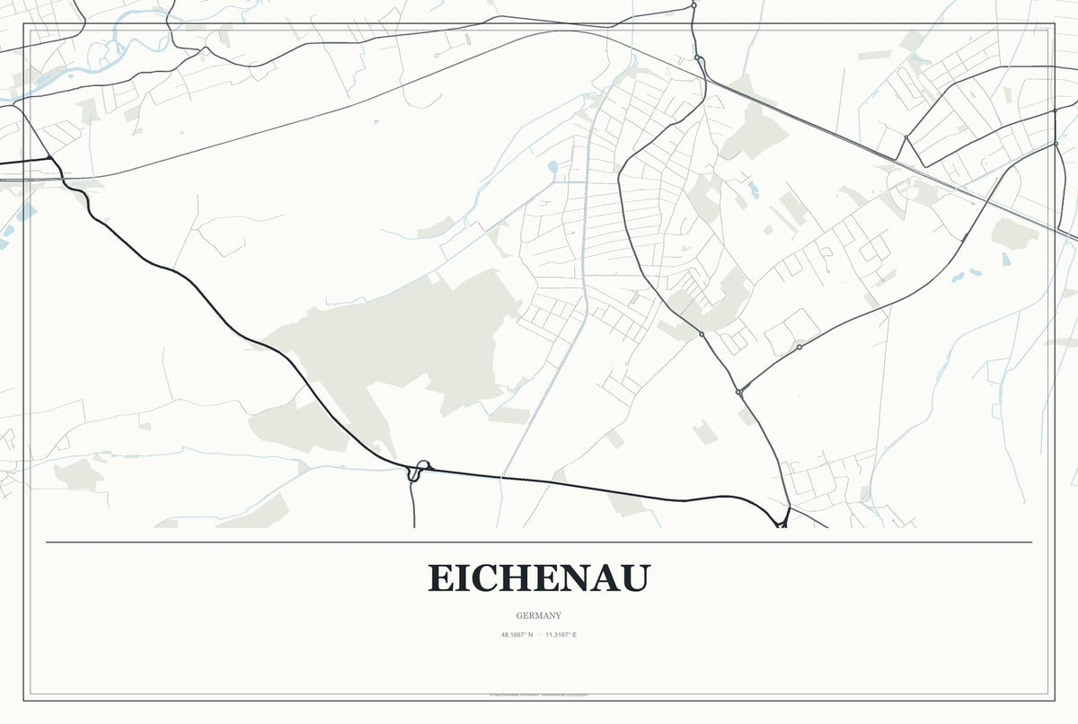 Eichenau, Germany City Map Aluminum Sign in Gallery Air style