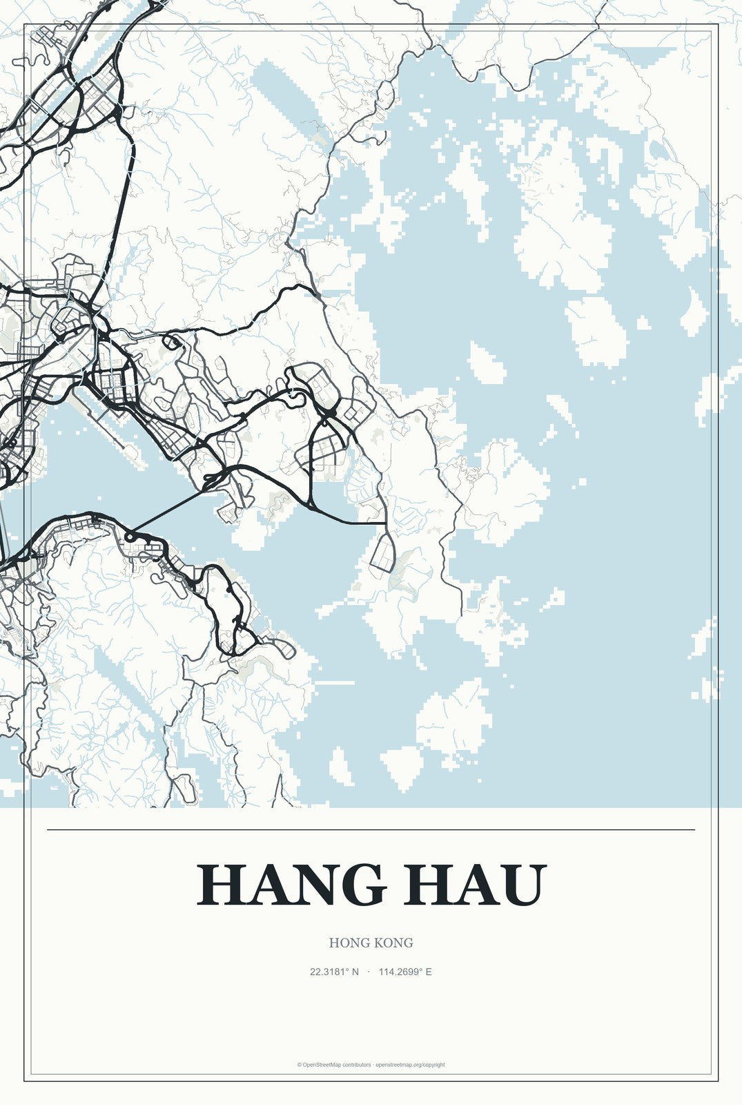Hang Hau, Hong Kong City Map Aluminum Sign in Gallery Air style