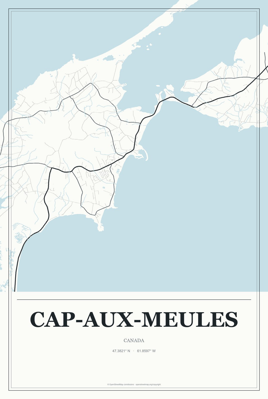 Cap-aux-Meules, Canada City Map Aluminum Sign in Gallery Air style