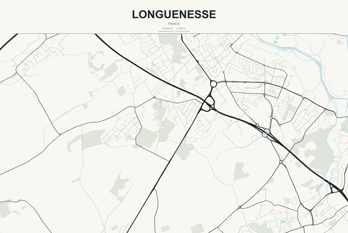 Longuenesse, France City Map Aluminum Sign in Headline Atlas style