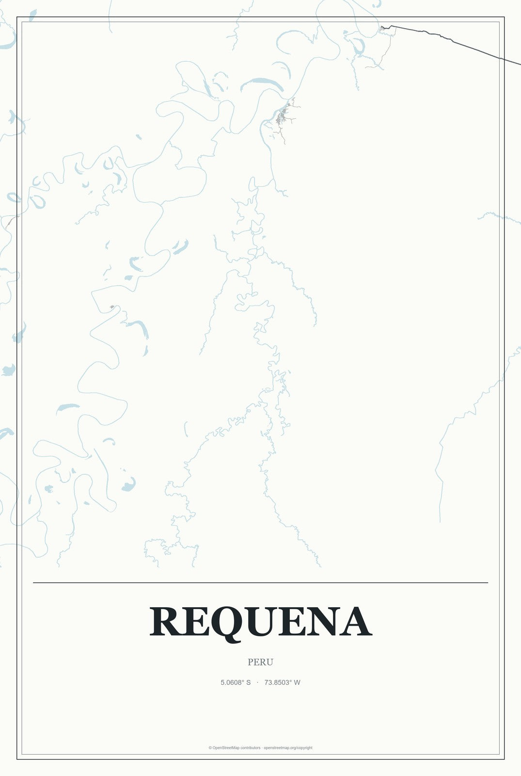 Requena, Peru City Map Aluminum Sign in Gallery Air style