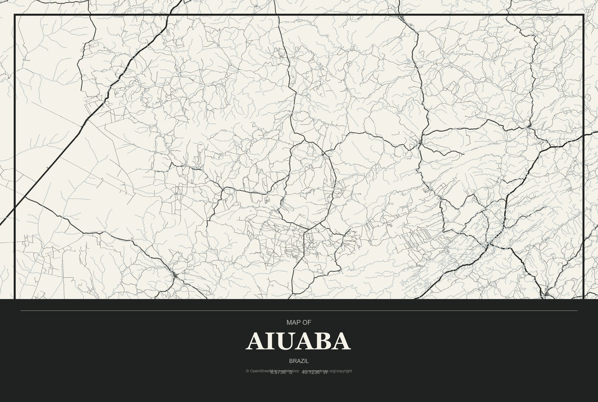 Aiuaba, Brazil City Map Aluminum Sign in Museum Plaque style