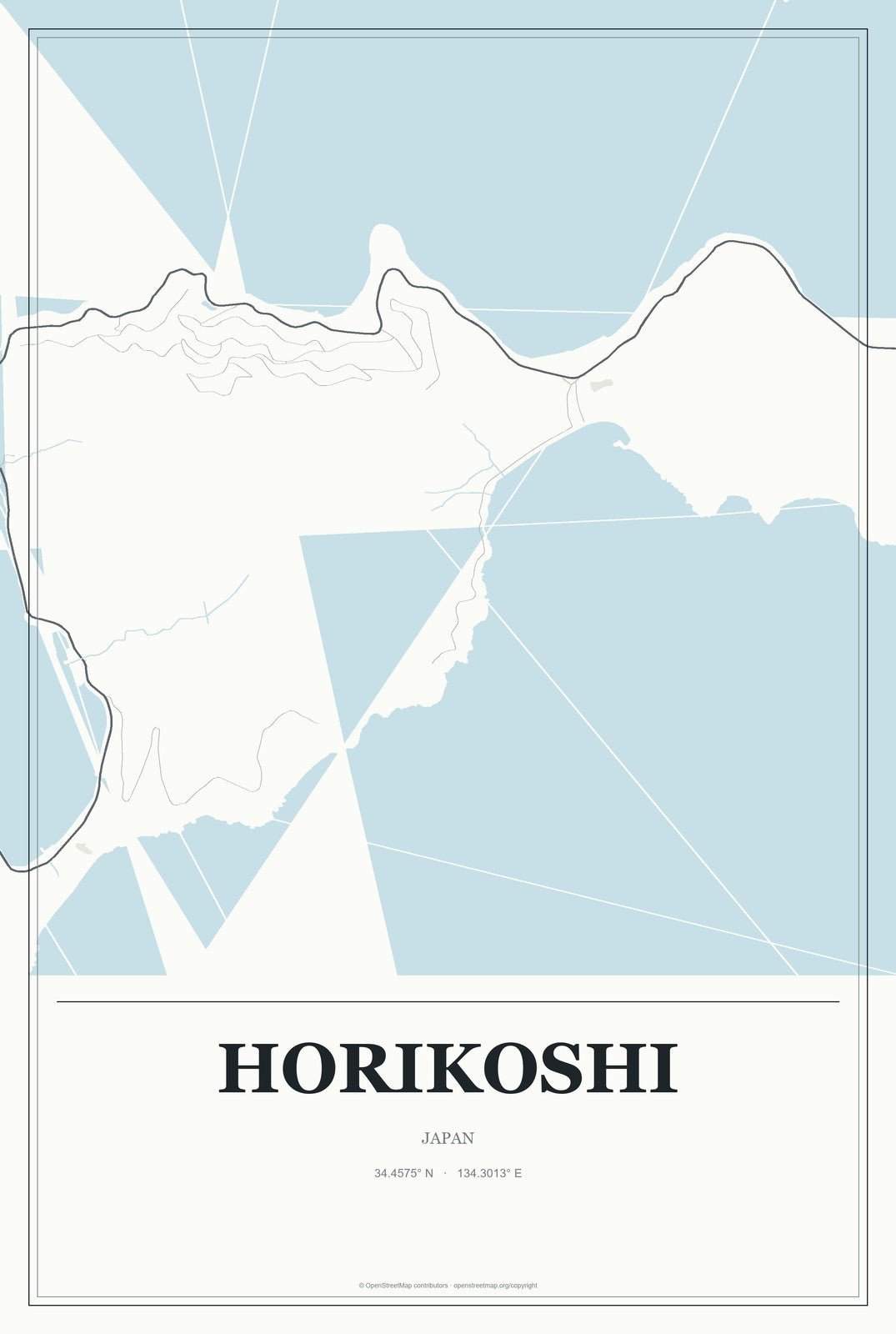 Horikoshi, Japan City Map Aluminum Sign in Gallery Air style