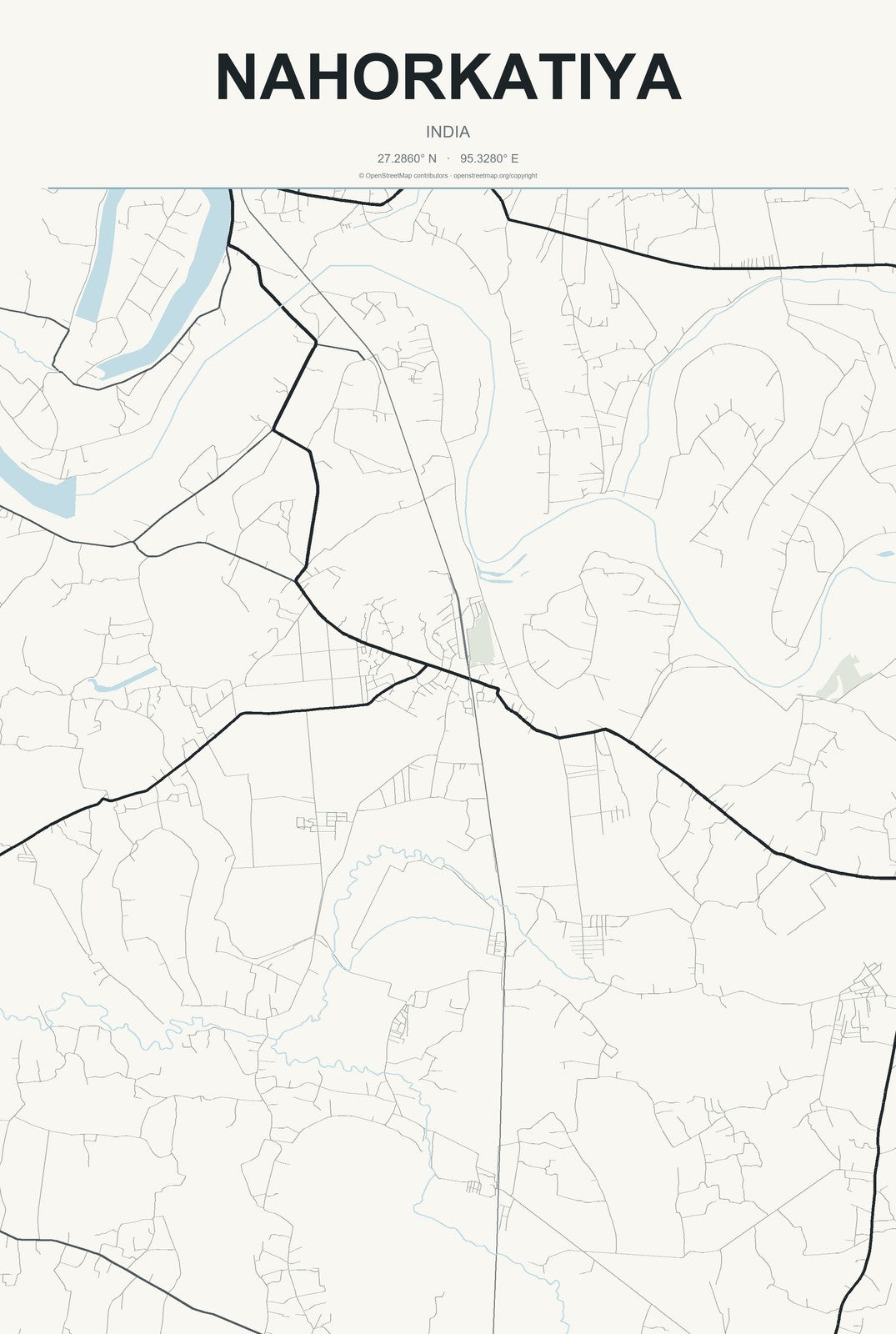 Nahorkatiya, India City Map Aluminum Sign in Headline Atlas style