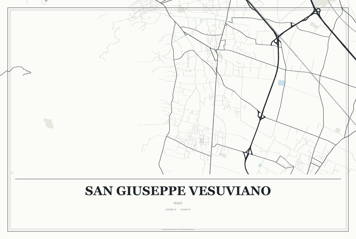 San Giuseppe Vesuviano, Italy City Map Aluminum Sign in Gallery Air style