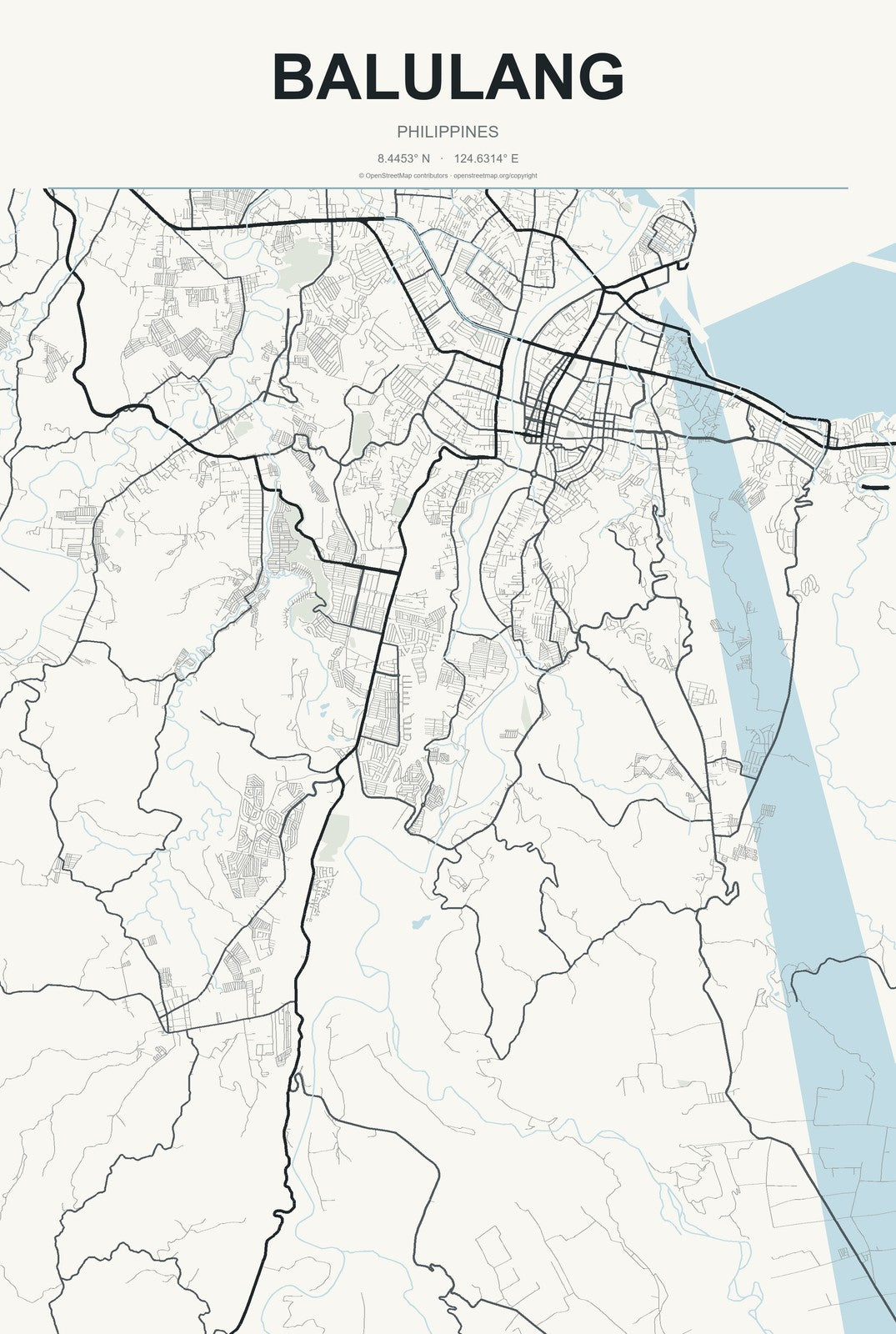 Balulang, Philippines City Map Aluminum Sign in Headline Atlas style
