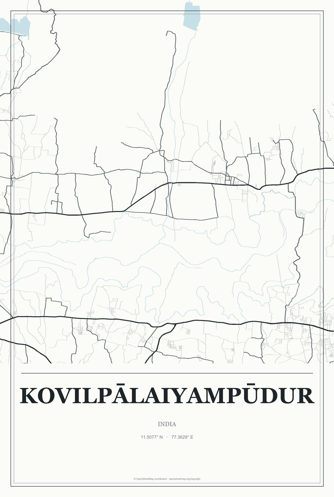 Kovilpālaiyampūdur, India City Map Aluminum Sign in Gallery Air style