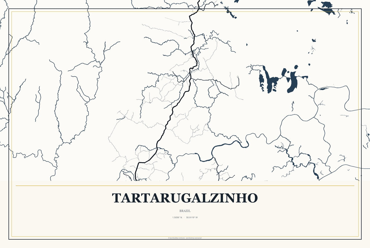 Tartarugalzinho, Brazil City Map Aluminum Sign in Citrine Modern style