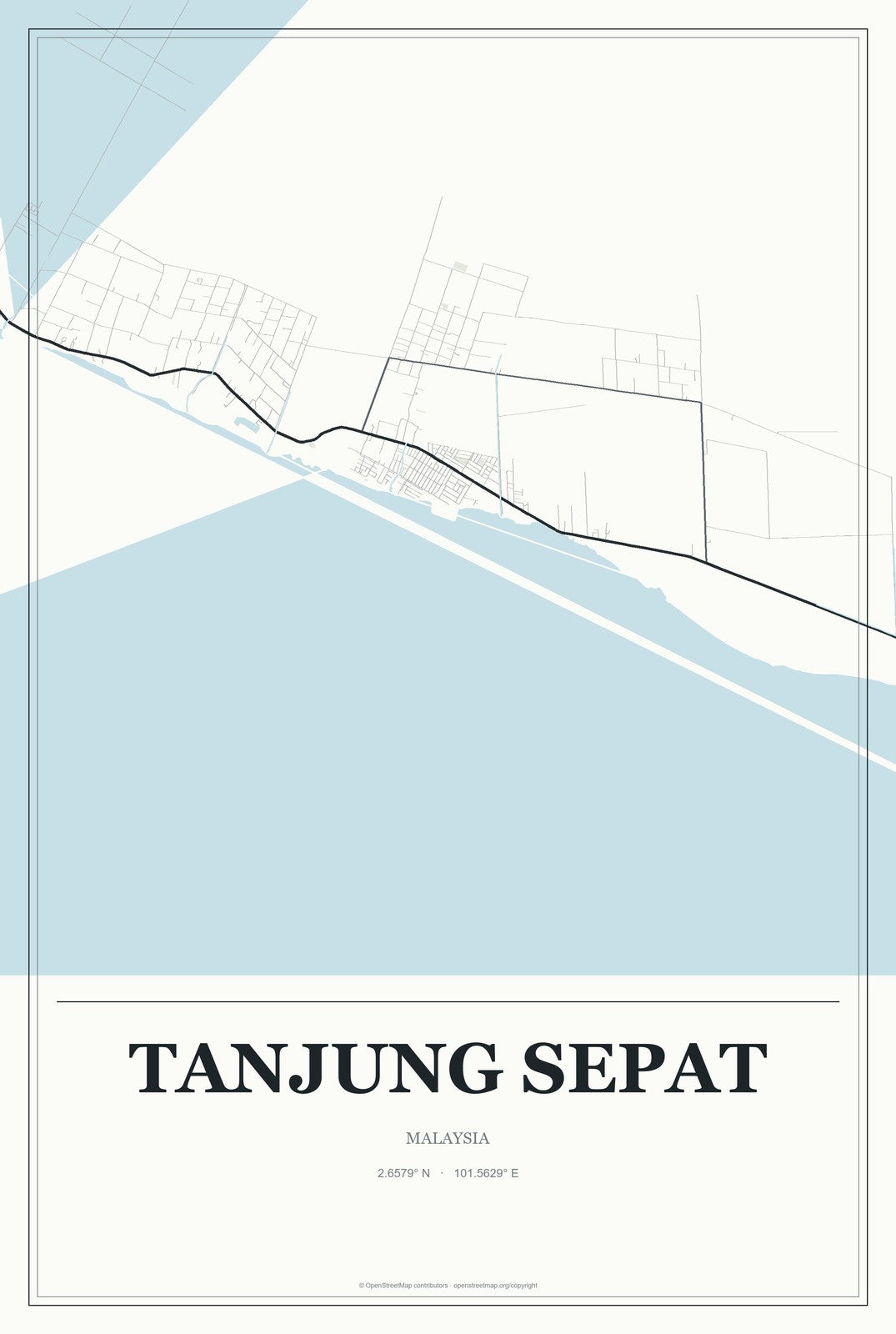 Tanjung Sepat, Malaysia City Map Aluminum Sign in Gallery Air style
