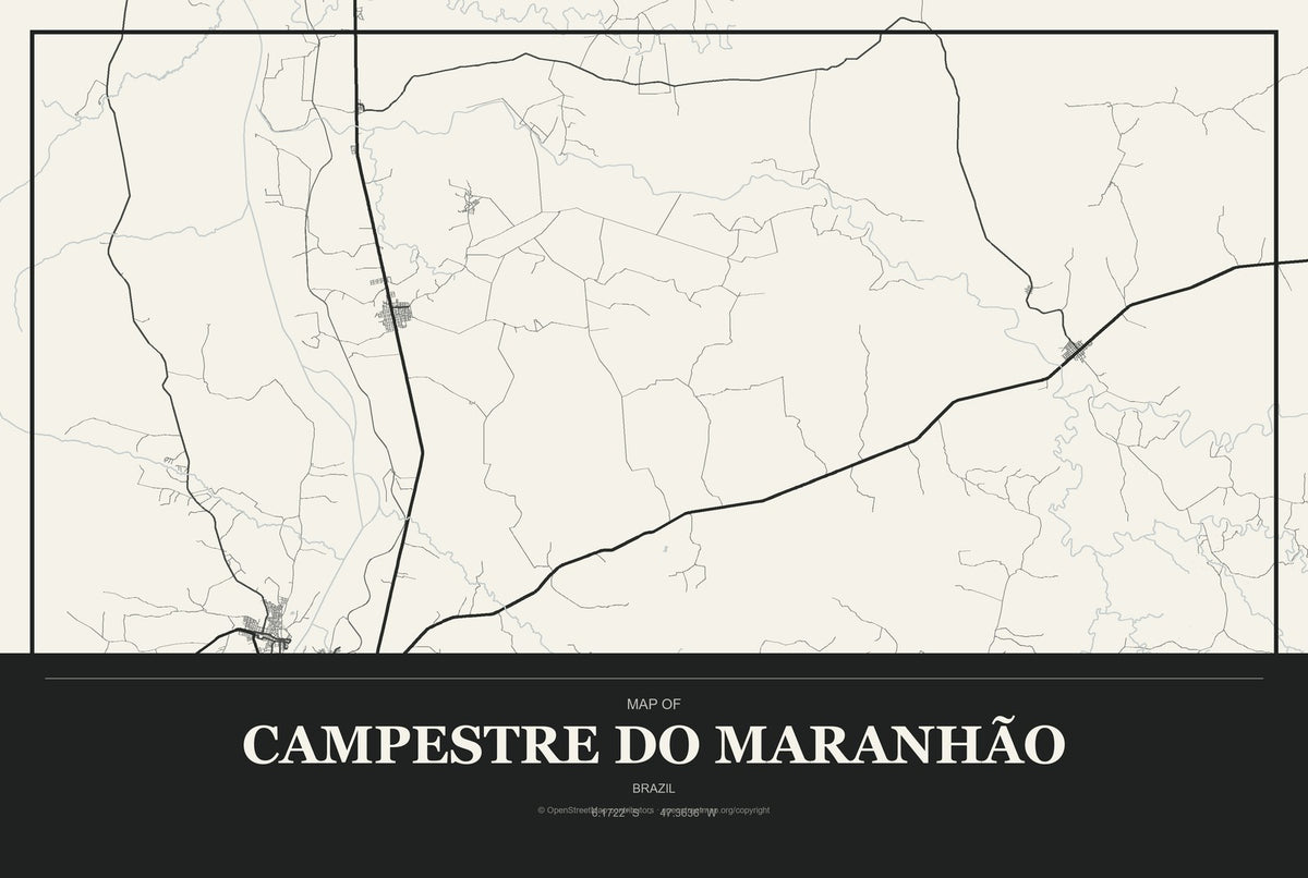 Campestre do Maranhão, Brazil City Map Aluminum Sign in Museum Plaque style