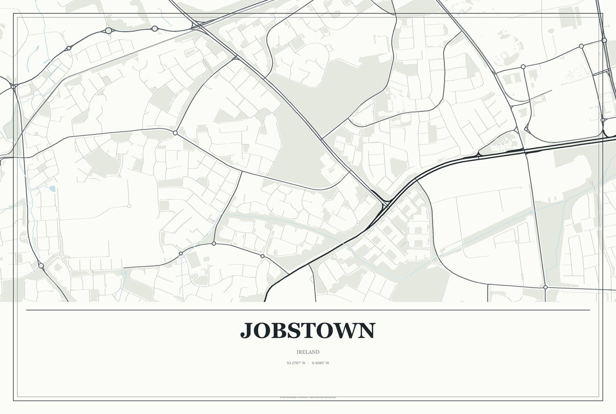 Jobstown, Ireland City Map Aluminum Sign in Gallery Air style