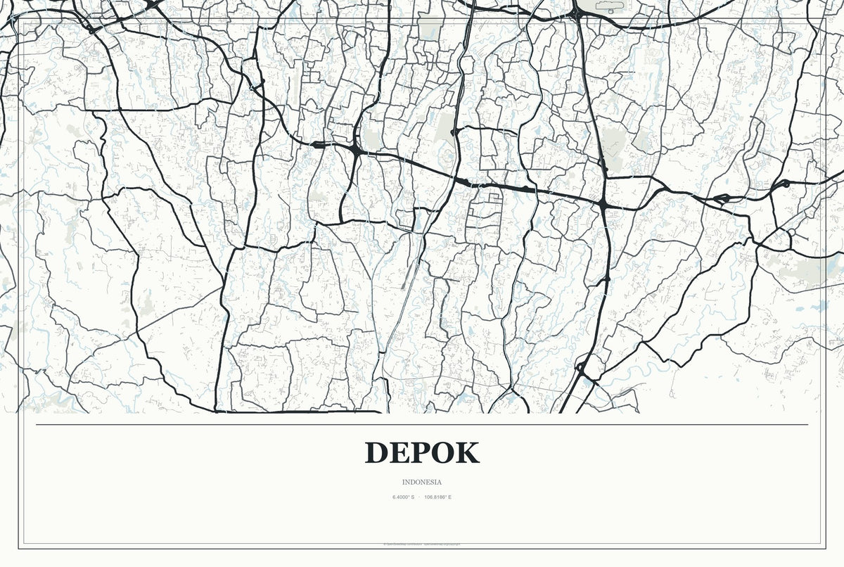 Depok, Yogyakarta, Indonesia City Map Aluminum Sign in Gallery Air style
