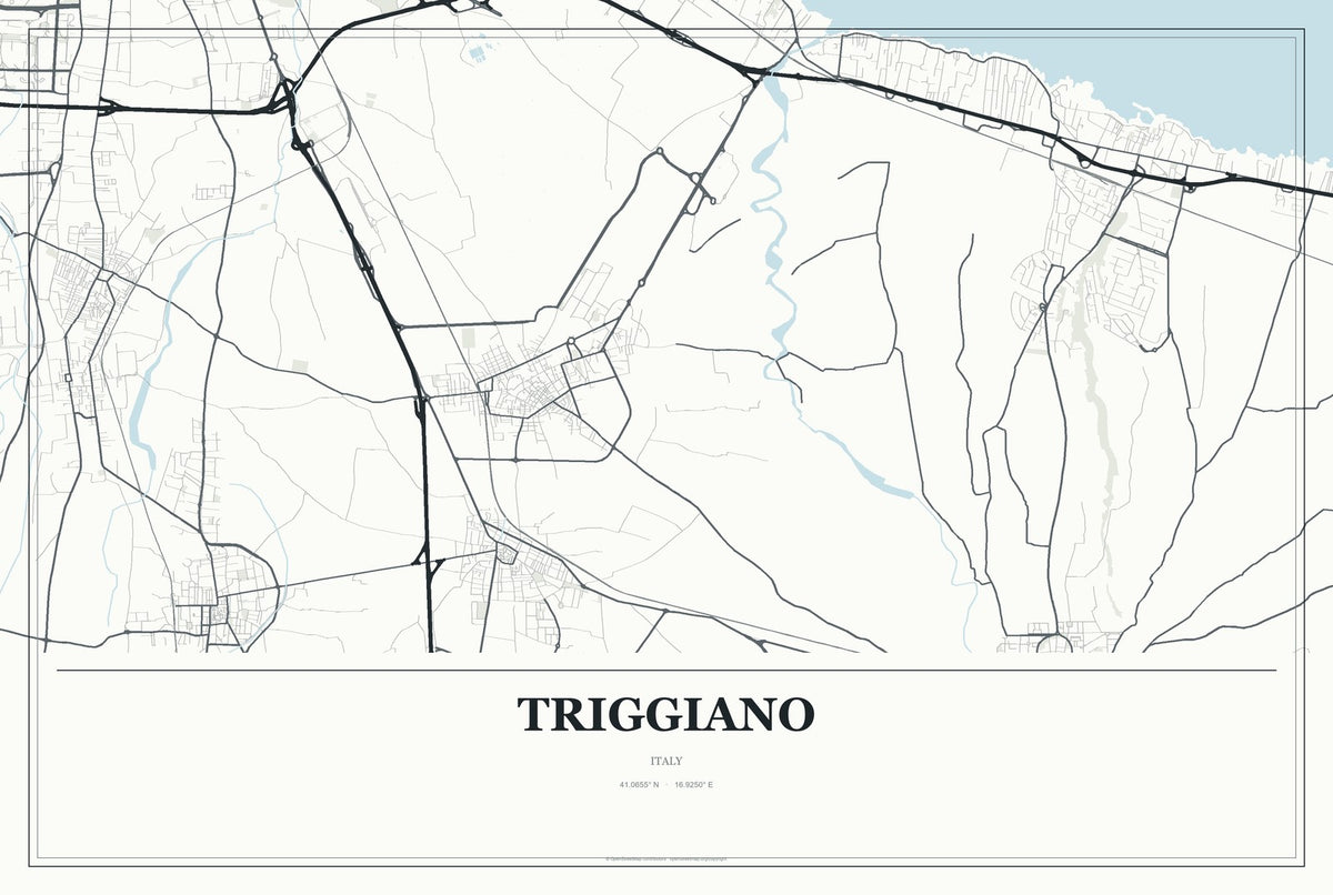 Triggiano, Italy City Map Aluminum Sign in Gallery Air style