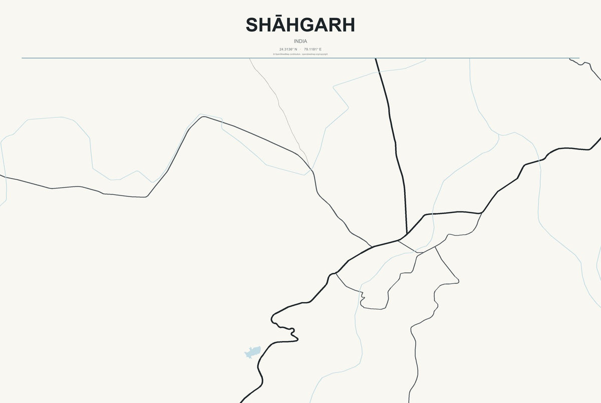 Shāhgarh, India City Map Aluminum Sign in Headline Atlas style