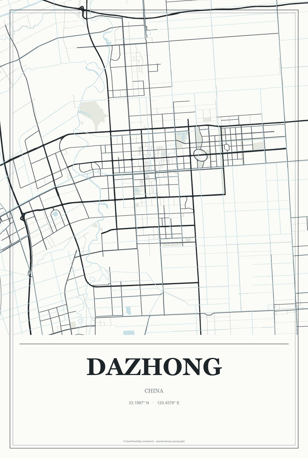 Dazhong, China City Map Aluminum Sign in Gallery Air style