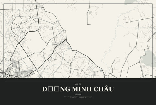 Dương Minh Châu, Vietnam City Map Aluminum Sign in Museum Plaque style