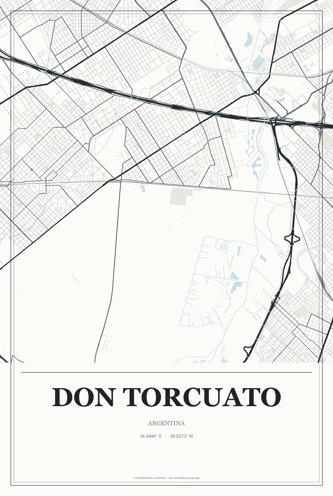 Don Torcuato, Argentina City Map Aluminum Sign in Gallery Air style