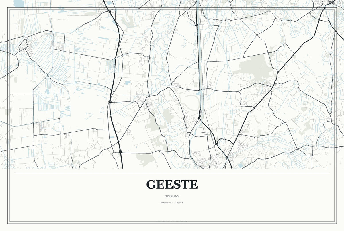Geeste, Germany City Map Aluminum Sign in Gallery Air style