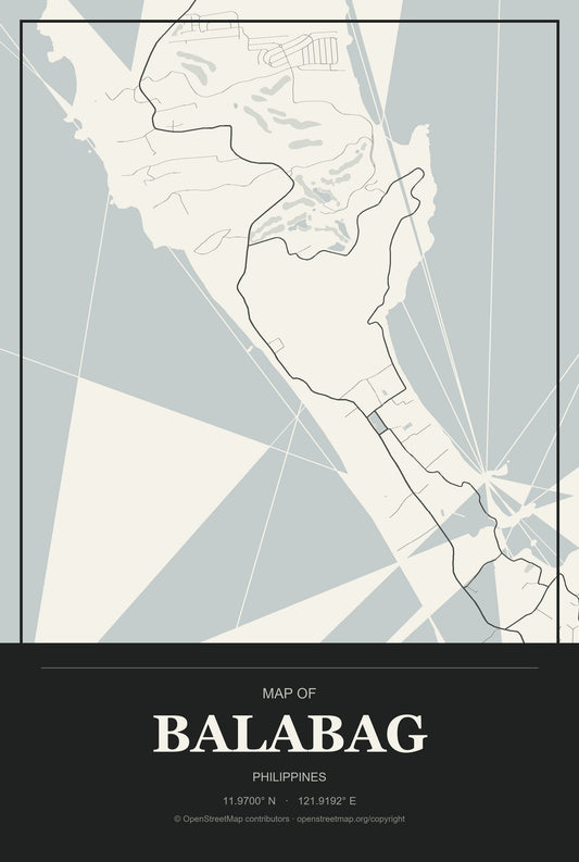 Balabag, Philippines City Map Aluminum Sign in Museum Plaque style