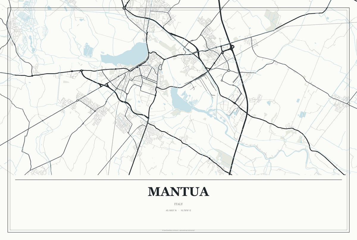 Mantua, Italy City Map Aluminum Sign in Gallery Air style