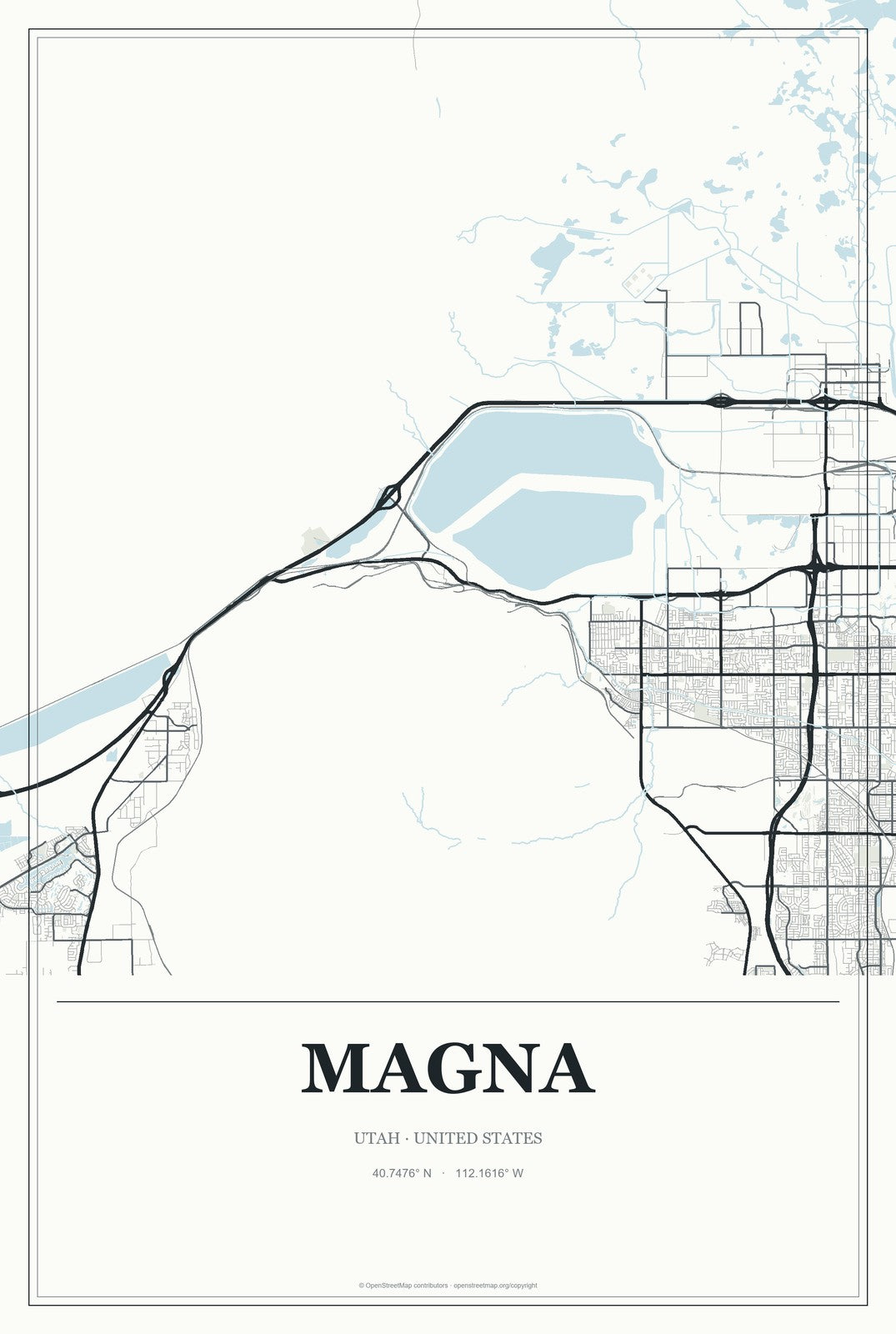 Magna, Utah City Map Aluminum Sign in Gallery Air style